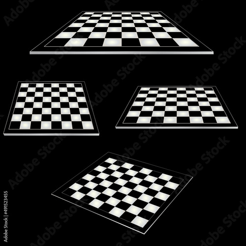 Chess board from different angle and perspective