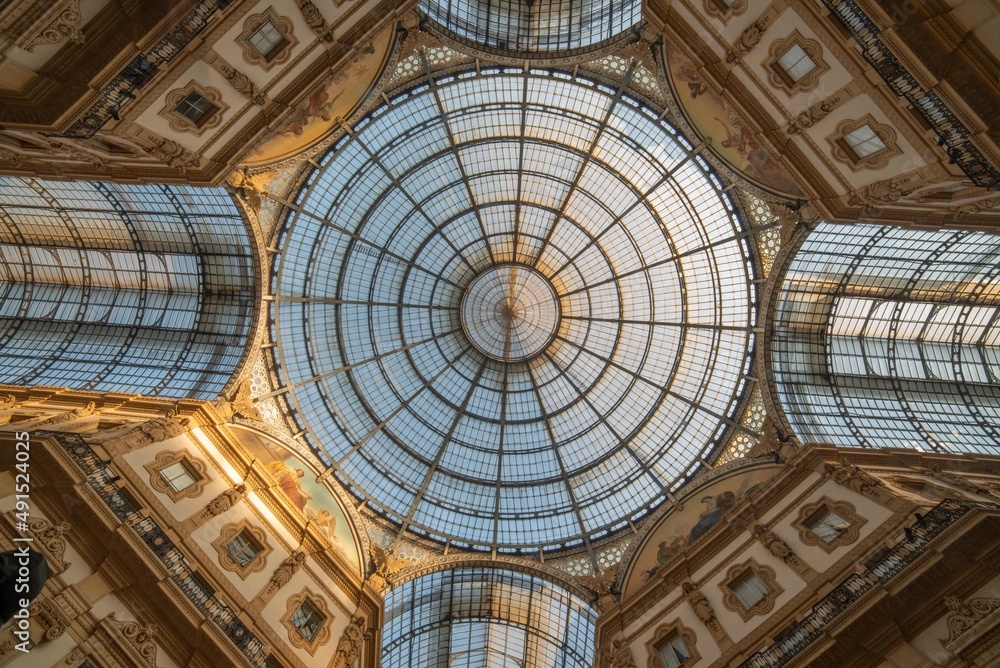 Milan Italy 2022 Galleria vittorio emanuele in the center of milan where there are luxury shops