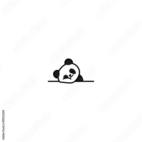 Cute lazy panda cartoon, vector illustration