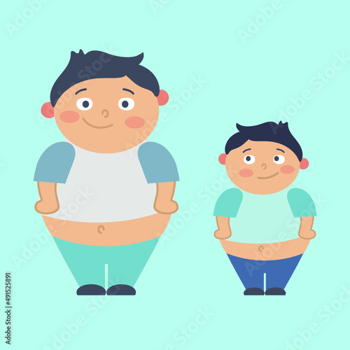 Obese person concept, obese person illustration, Illustration of a man with weight problem