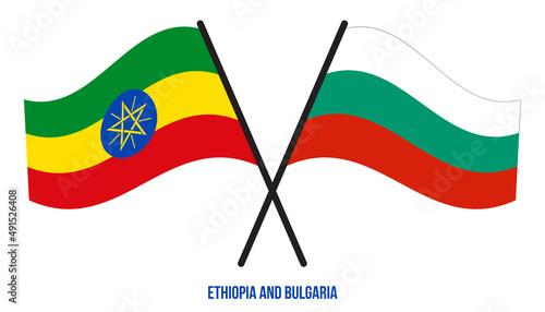 Free Download Ethiopia and Bulgaria Flags Crossed And Waving Flat Style. Official Proportion. Correct Colors. - GFXLoad