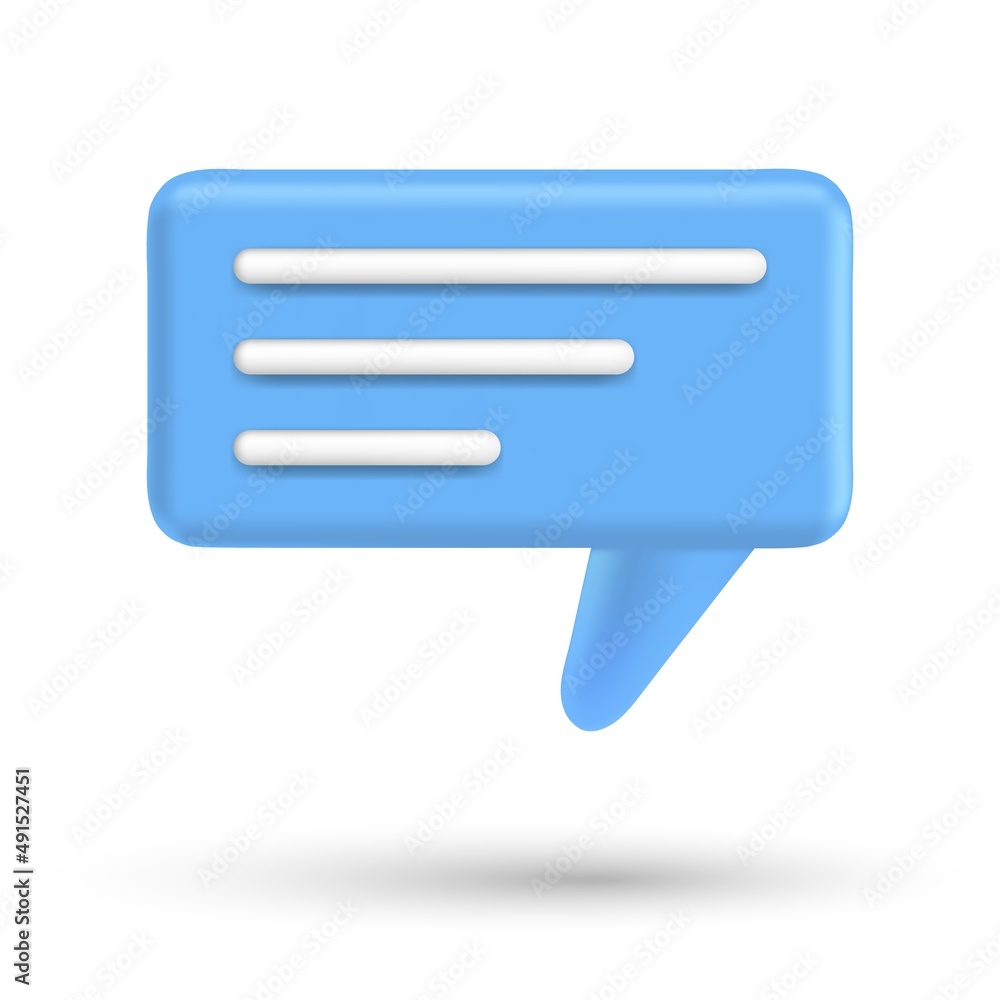 Speech bubble 3d box chat button. Message talk balloon in render style. Vector speak 3d icon illustration Speech bubble 3d box chat button. Message talk balloon in render style. Vector speak 3d icon illustration