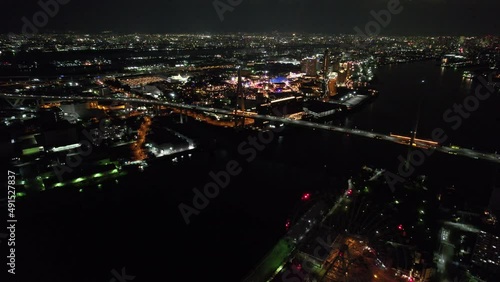 大阪港の夜景　USJ周辺をドローンで撮影 photo