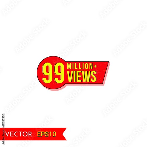 99M views celebration background design. 99 Million views.  Creative celebration views typography design badges.abstract promotion graphic elements vector illustration.