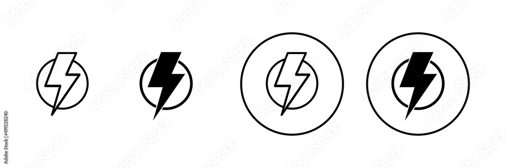 Lightning icons set. electric sign and symbol. power icon. energy sign Lightning icons set. electric sign and symbol. power icon. energy sign