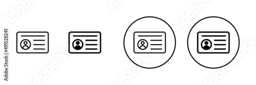 License icons set. ID card icon. driver license, staff identification card
