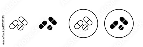 Pills icons set. capsule icon. Drug sign and symbol