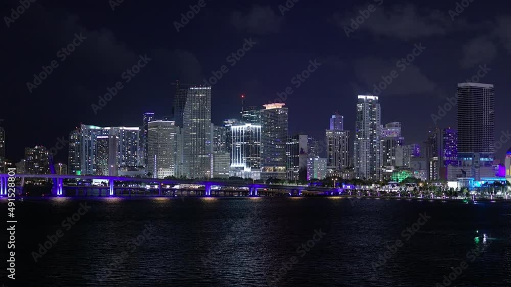 Skyline of Miami at night - travel photography Skyline of Miami at night - travel photography
