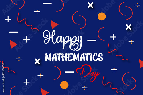 14 march . International mathematics Day .Happy mathematics Day banner & template with blue  background.