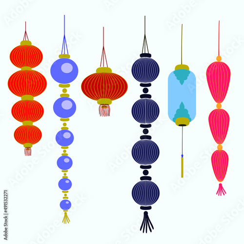 Chinese paper lanterns. Autumn Festival, Chinese New Year.
