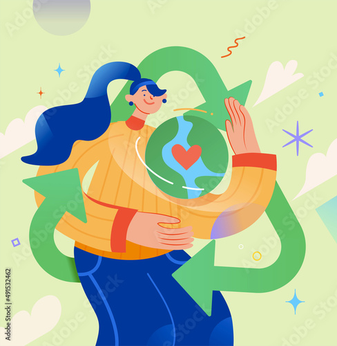 Flay style Earth day poster