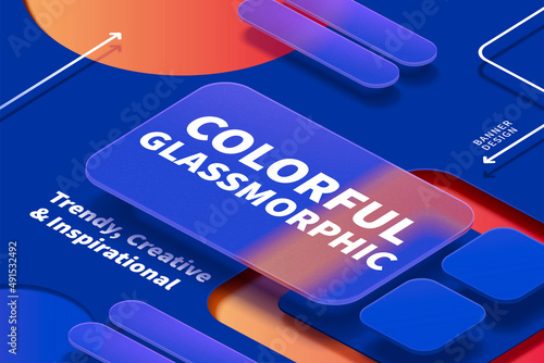 3d futuristic glass morphism banner