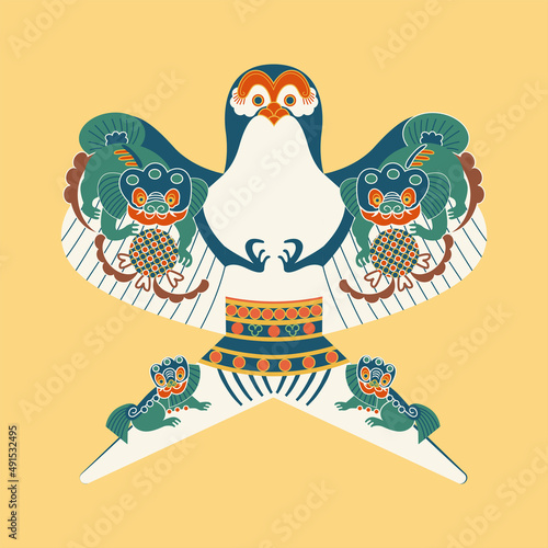 Asian eagle paper kite pattern