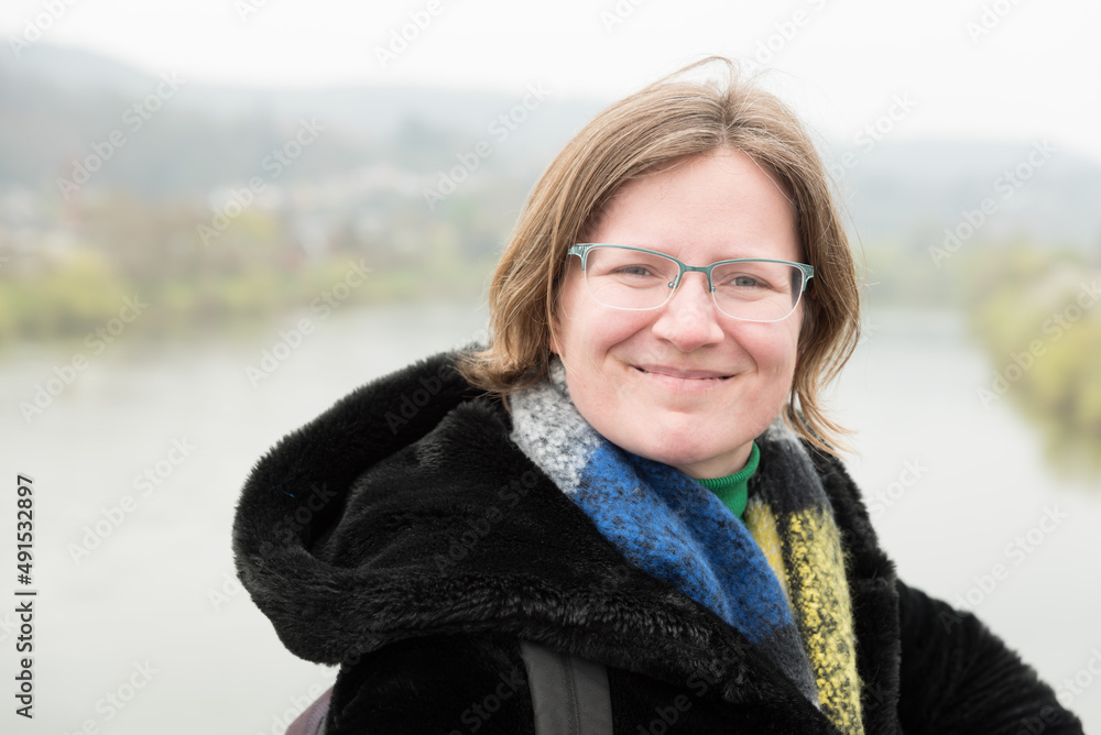 Outdoor portrait of a 30 year old white woman Outdoor portrait of a 30 year old white woman