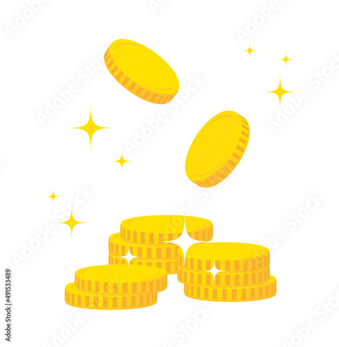キラキラしてる積んだコインのイラスト2