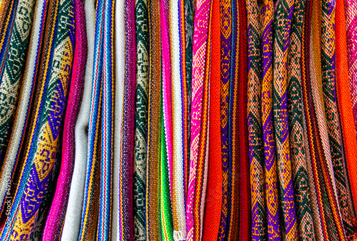 Lliclla - traditional woven blanket worn by women in the Peruvian Andes.  © JuanSt