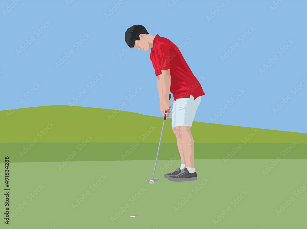 Fototapeta premium Golf Players on illustration graphic vector