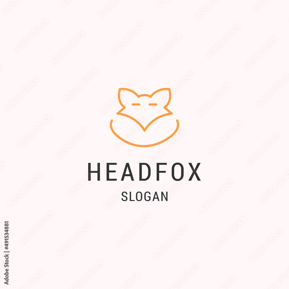 Head fox logo icon flat design template 