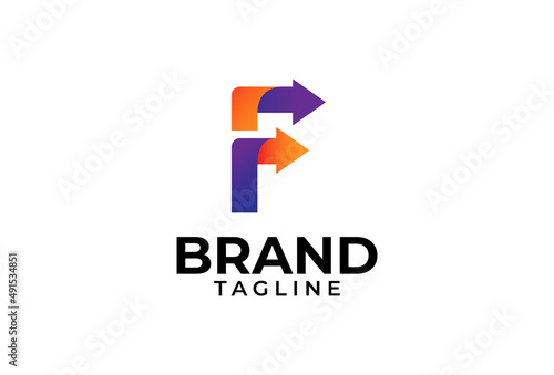 Initial F Arrow Logo, gradient letter F with two  arrow combination, usbale for logistic, finance and business logo, vector illustration