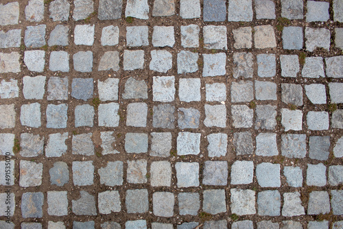 Old cobblestones not far from Nis. a pattern made of stone cubes.