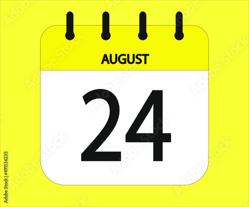 August 24th yellow calendar icon for days of the month