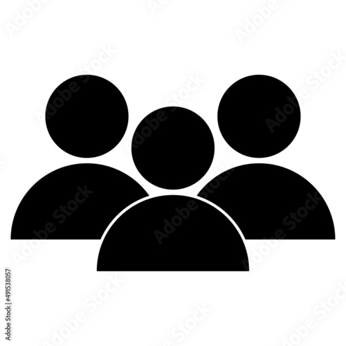 Black three people icon. Business success. Vector illustration. stock image.