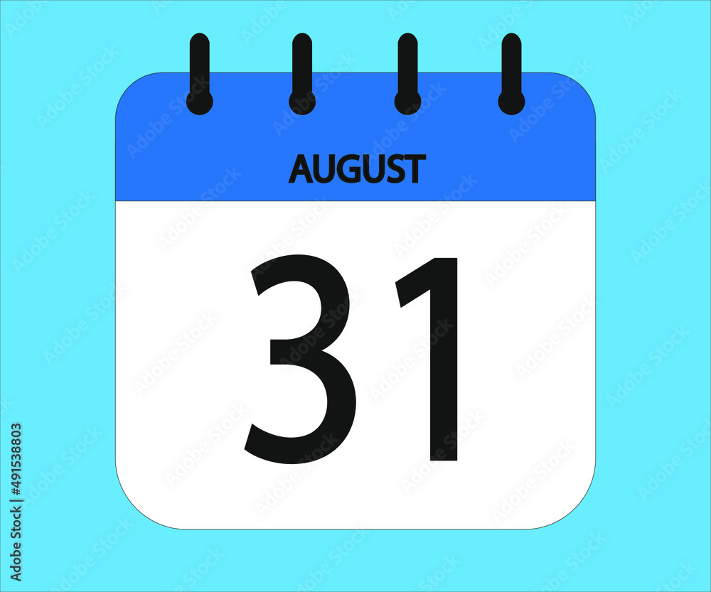 August 31th blue calendar icon for days of the month August 31th blue calendar icon for days of the month