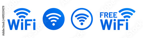 Free wifi icon set. Internet connection symbol. Vector illustration photo