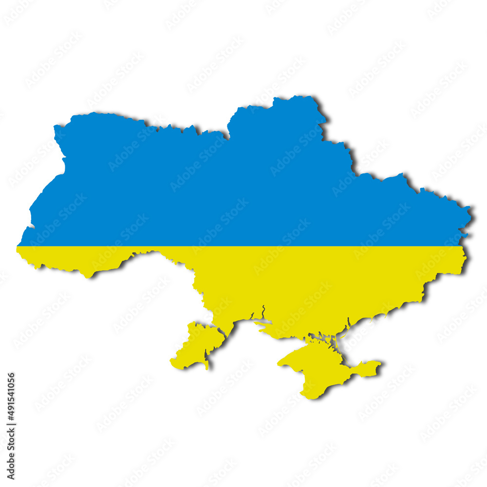 Ukraine map on white background with clipping path 3d illustration
