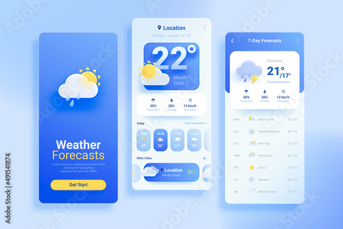 3d weather forecast ui app design