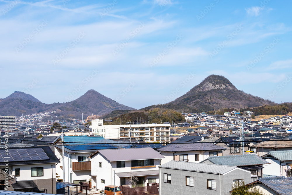 Landscape of Takamatsu city suburbs , Kagawa, Shikoku, Japan