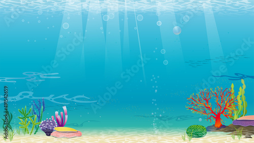 Fototapeta Naklejka Na Ścianę i Meble -  Beautiful underwater background vector illustration