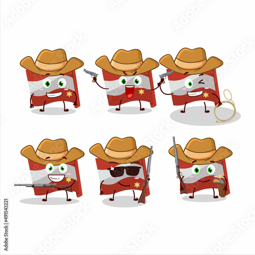 Cool cowboy austria flag cartoon character with a cute hat