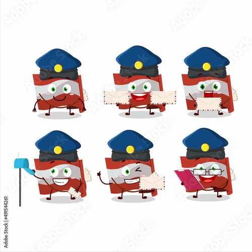 A picture of cheerful austria flag postman cartoon design concept