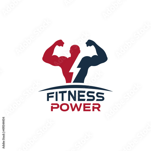 Fitness Power vector logo design template, design for gym and fitness vector