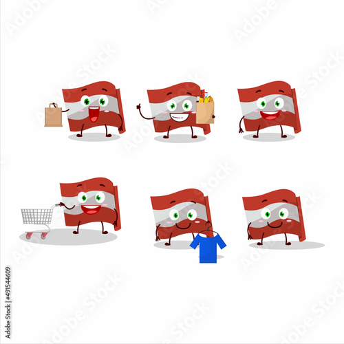 A Rich austria flag mascot design style going shopping