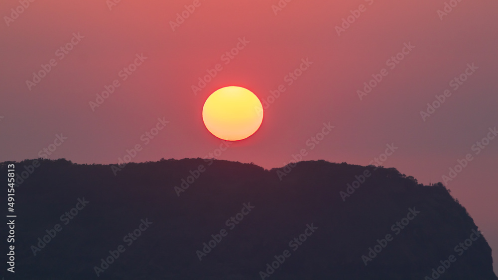 Silhouette of Mountain during Sunset