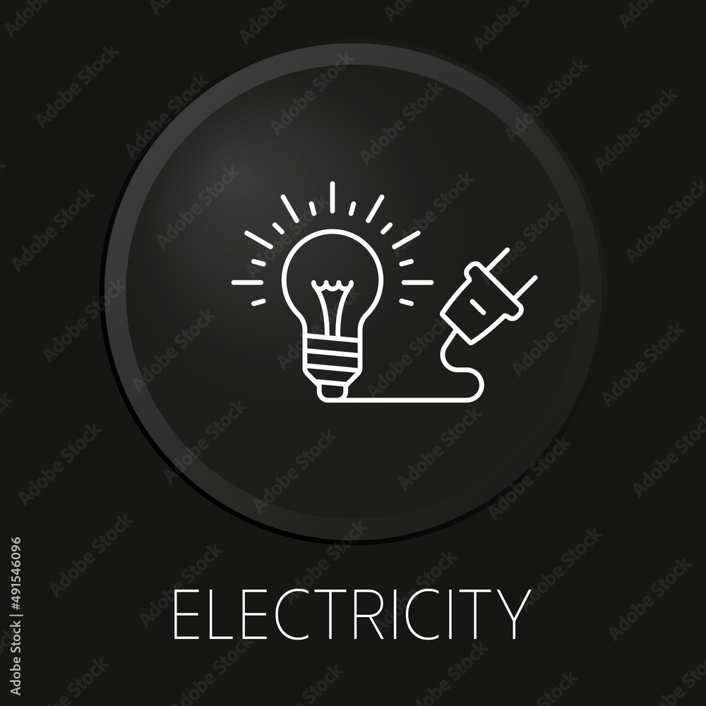 Electricity minimal vector line icon on 3D button isolated on black background. Premium Vector. Electricity minimal vector line icon on 3D button isolated on black background. Premium Vector.
