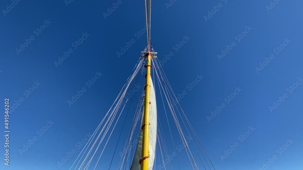 Ships mast against clear blue sky
Ships mast against clear blue sky