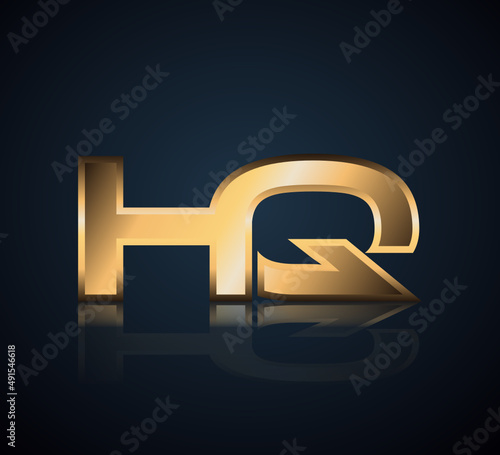 Modern Initial logo 2 letters Gold simple in Dark Background with Shadow Reflection HQ
