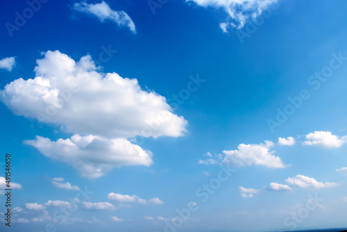 White cloudy with light wind on vast bright blue sky images vast background