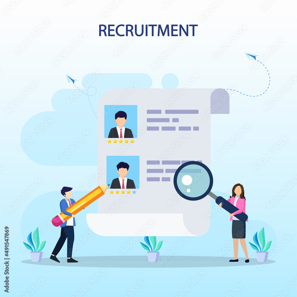 Hiring and recruitment concept. Job interview, recruitment agency vector illustration. Hiring and recruitment concept. Job interview, recruitment agency vector illustration.