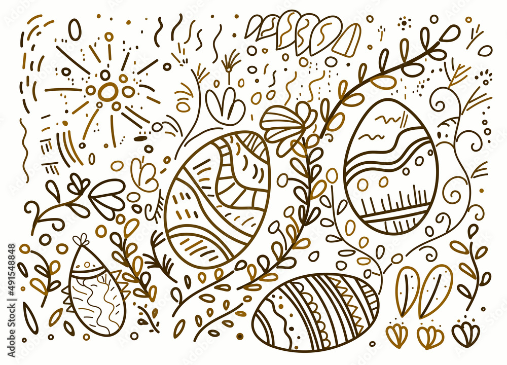 Fototapeta premium Doodle Easter Eggs Vector Background
