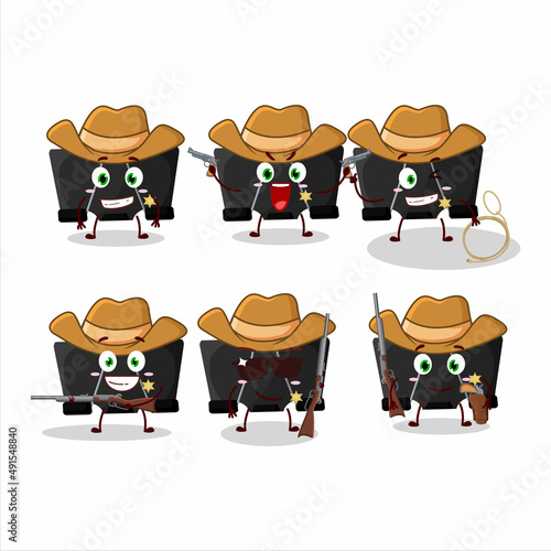 Cool cowboy binder clip cartoon character with a cute hat