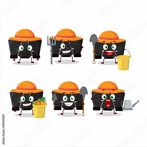 Farmer binder clip cute mascot character with fork