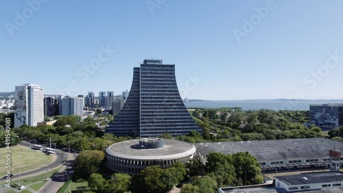 Aerial view of Porto Alegre, RS, Brazil. Azoreans Monument, administrative building Fernando Ferrari photo
