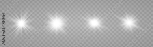 Sunlight special lens flare light effect on transparent background. Vector elements.