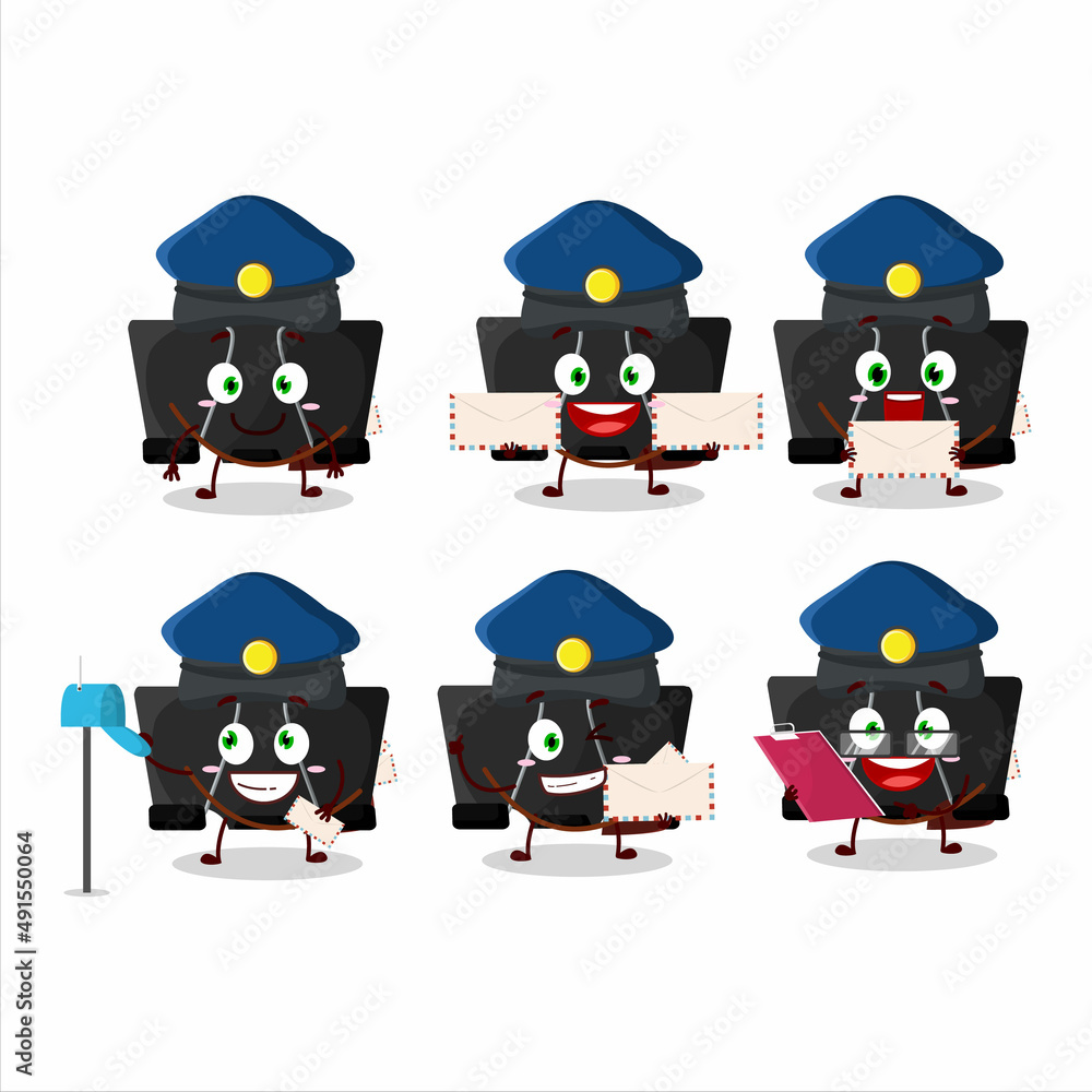 A picture of cheerful binder clip postman cartoon design concept A picture of cheerful binder clip postman cartoon design concept