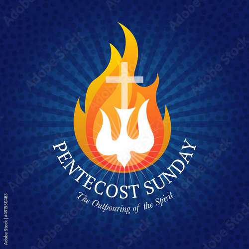 Pentecost sunday with Holy Spirit in flame