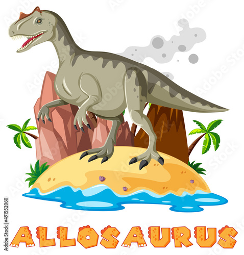 Allosaurus standing on the island